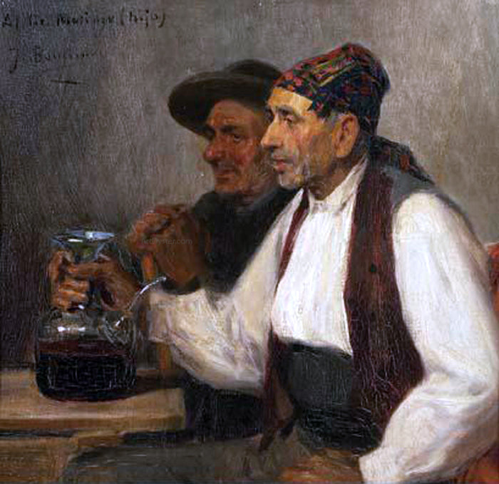 Jose Benlliure Y Gil Bebedores en la taberna - Hand Painted Oil Painting