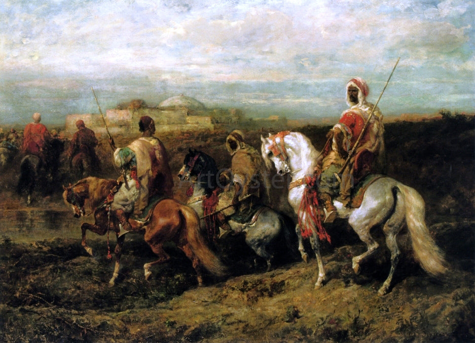 Adolf Schreyer Bedouins Approaching a City - Hand Painted Oil Painting