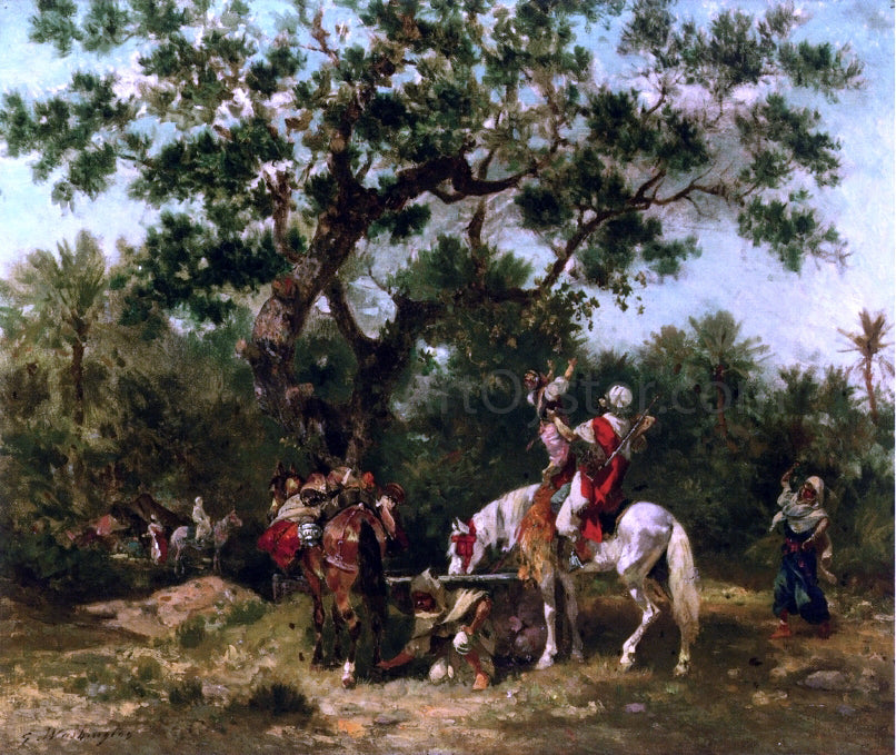 Georges Washington Bedouins Gathering Food - Hand Painted Oil Painting