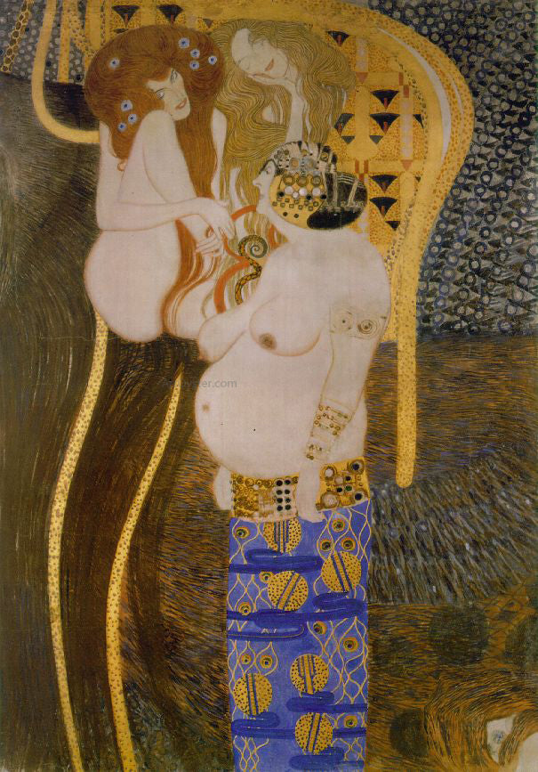 Gustav Klimt A Beethovan Frieze Detail - Hand Painted Oil Painting