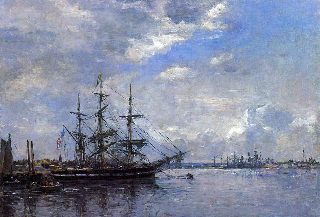 Eugene-Louis Boudin Belgique - L'Escaut, Tournant - Hand Painted Oil Painting