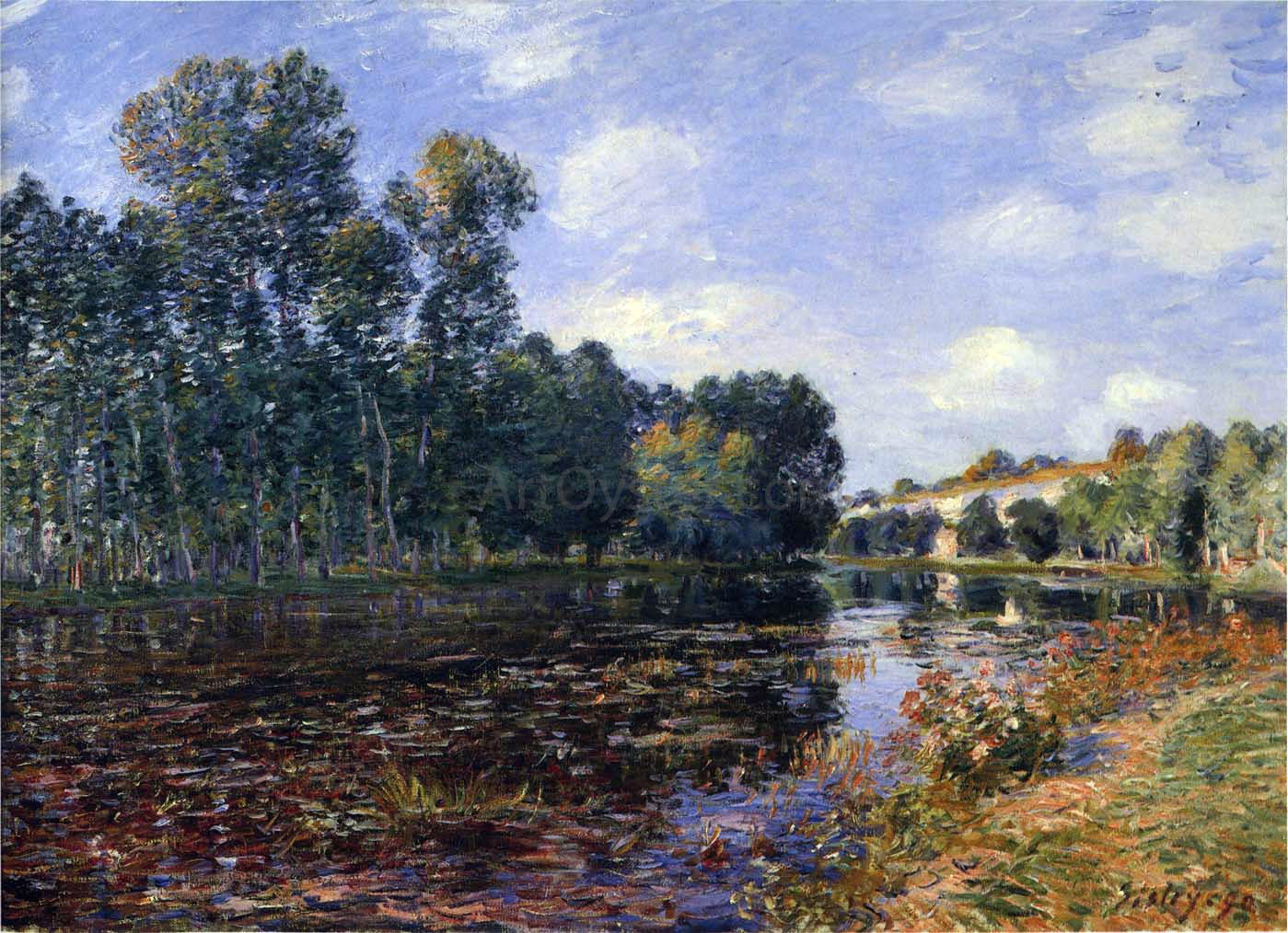 Alfred Sisley Bend in the River Loing in Summer - Hand Painted Oil Painting