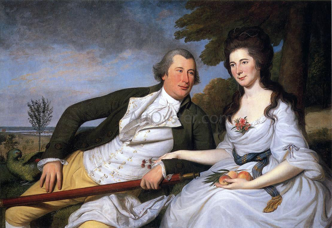Charles Willson Peale Benjamin and Eleanor Ridgley Laming - Hand Painted Oil Painting