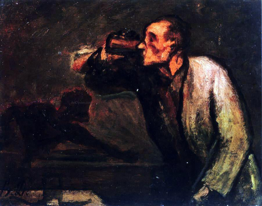 Honore Daumier Billiard Players (also known as The Drinker) - Hand Painted Oil Painting