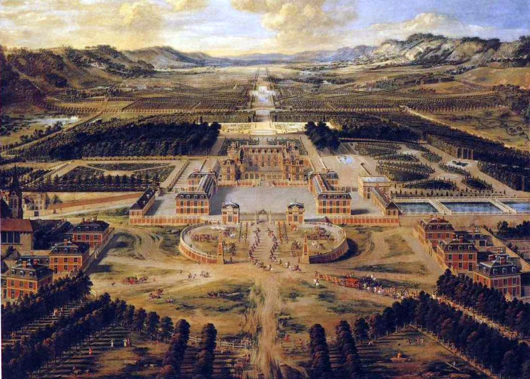 Pierre Patel Bird's Eye View of the Chateau and Gardens of Versailles - Hand Painted Oil Painting