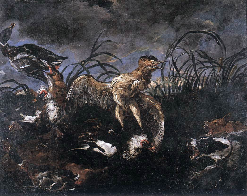Jan Fyt Bittern and Ducks Startled by Dogs - Hand Painted Oil Painting