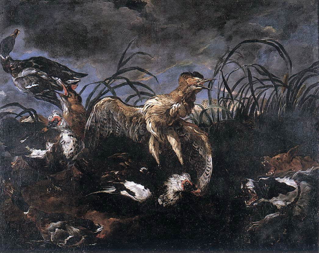  Jan Fyt Bittern and Ducks Startled by Dogs - Hand Painted Oil Painting