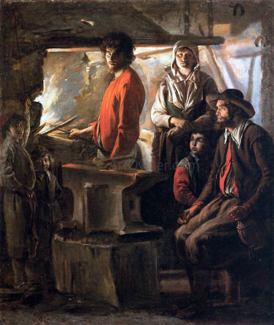 Le nain Brothers Blacksmith at His Forge - Hand Painted Oil Painting