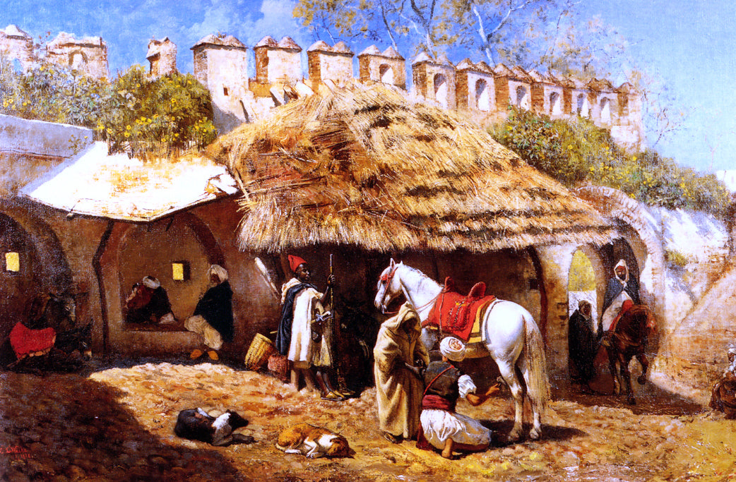 Edwin Lord Weeks Blacksmith Shop at Tangiers - Hand Painted Oil Painting