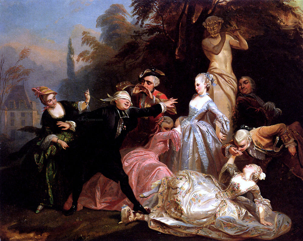 Eugene Francois Giraud Blind Man's Buff - Hand Painted Oil Painting