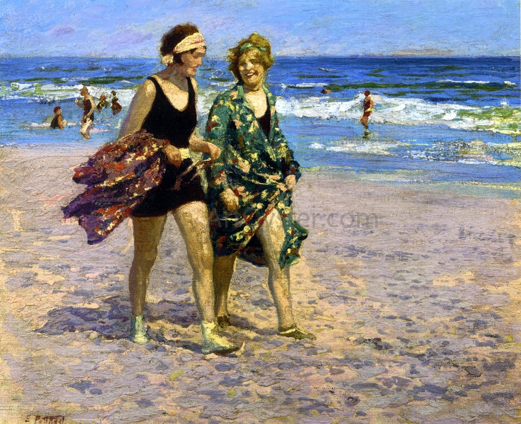 Edward Potthast Blonde and Brunette - Hand Painted Oil Painting