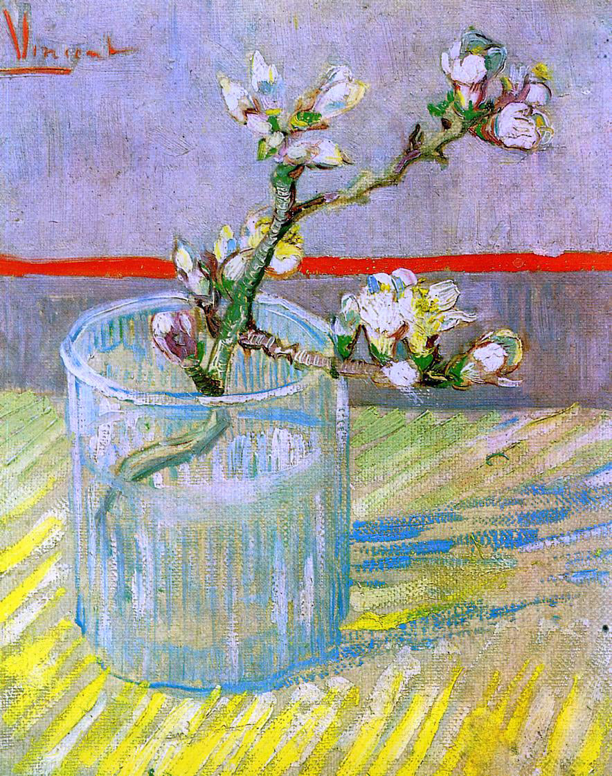 Vincent Van Gogh Blossoming Almond Branch in a Glass - Hand Painted Oil Painting