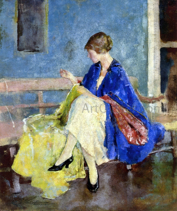 Charles Webster Hawthorne A Blue Kimono - Hand Painted Oil Painting