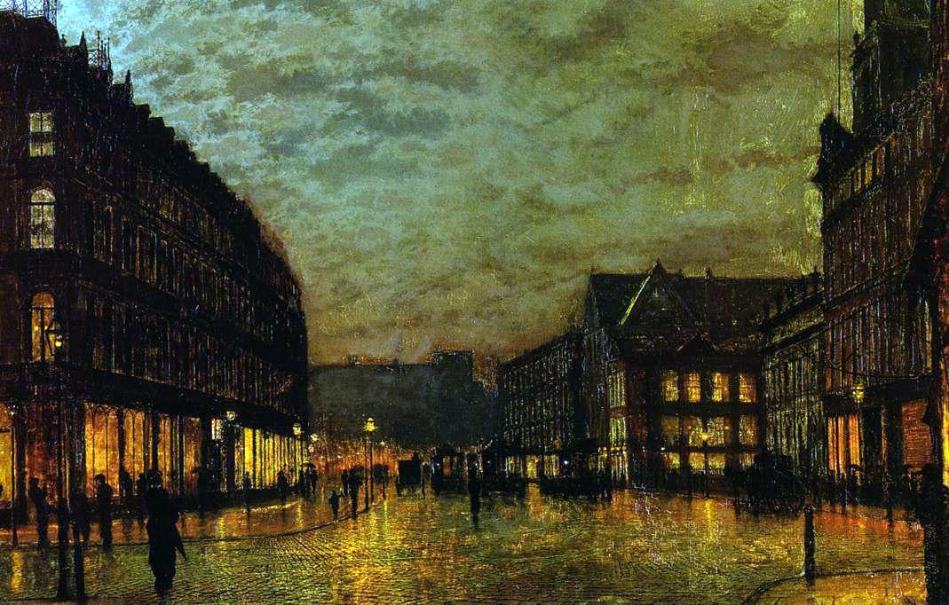 John Atkinson Grimshaw Boars Lane, Leeds by Lamplight - Hand Painted Oil Painting