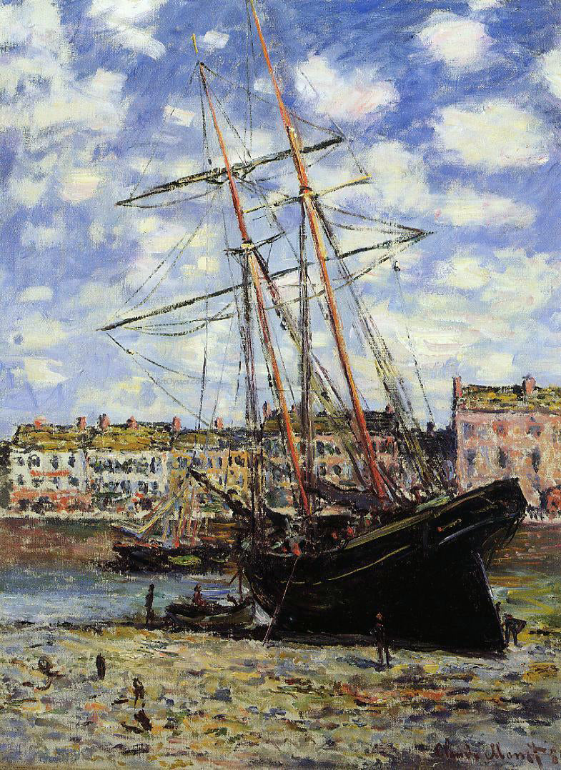 Claude Oscar Monet Boat at Low Tide at Fecamp - Hand Painted Oil Painting
