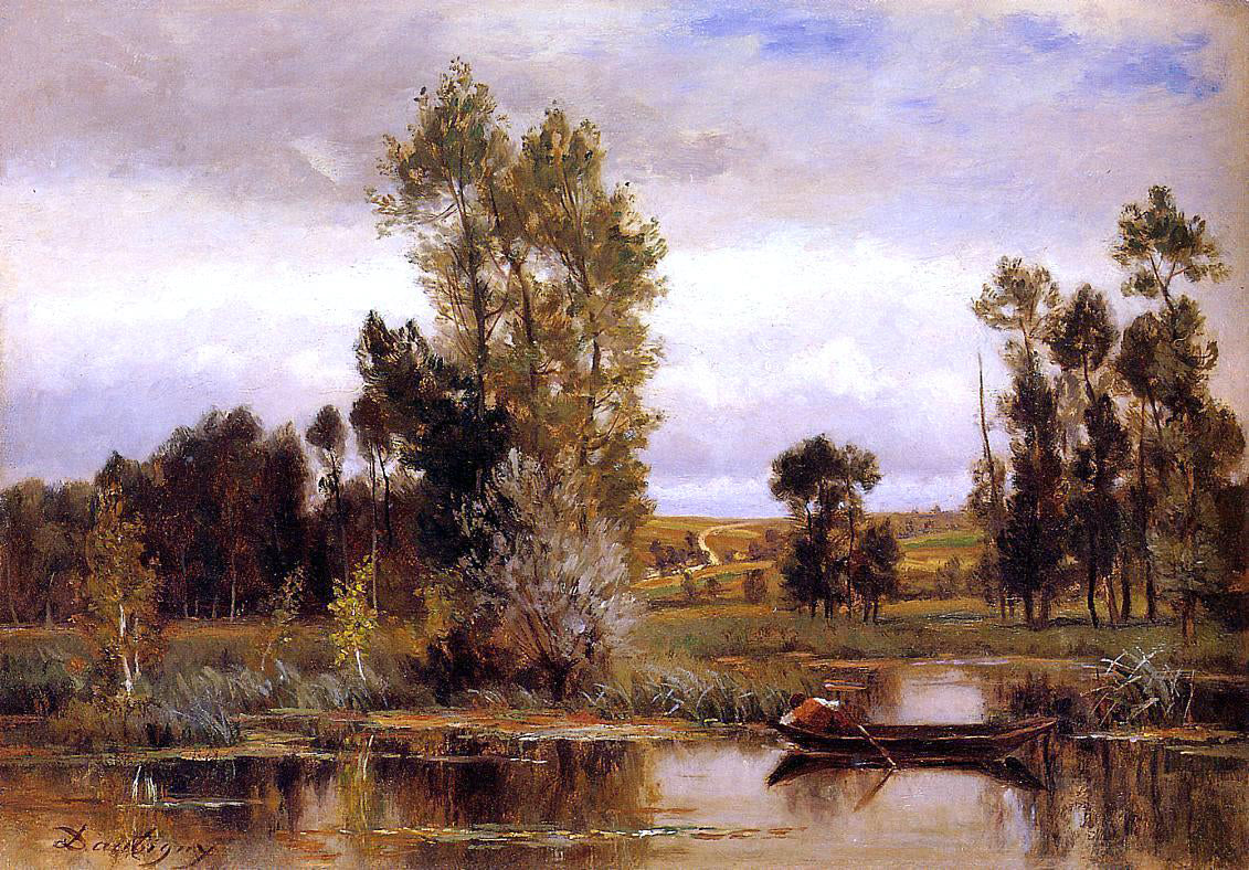 Charles Francois Daubigny Boat on a Pond - Hand Painted Oil Painting