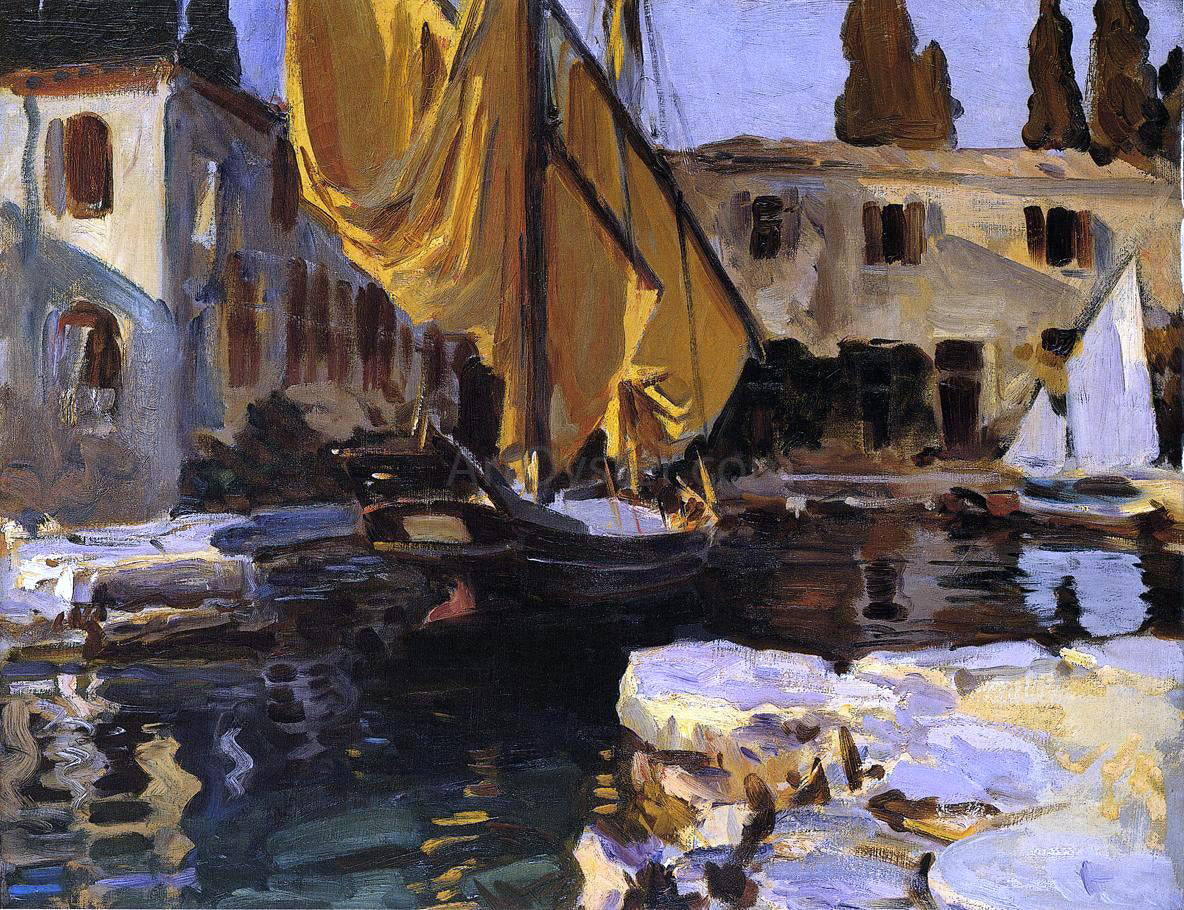 John Singer Sargent Boat with The Golden Sail, San Vigilio - Hand Painted Oil Painting