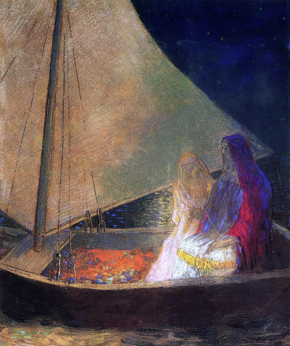 Odilon Redon Boat with Two Figures - Hand Painted Oil Painting