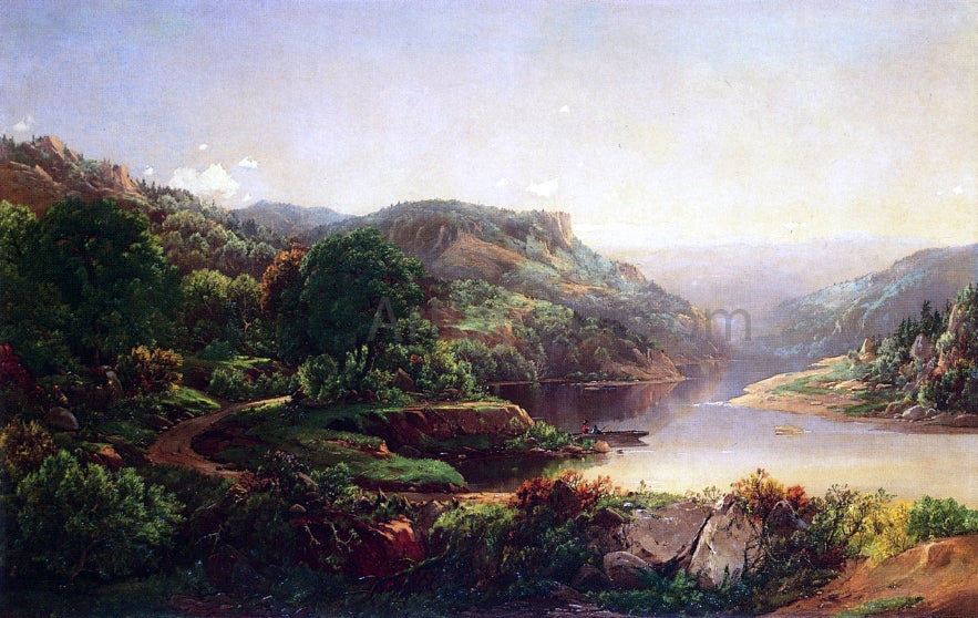 William Louis Sonntag Boating on a Mountain River - Hand Painted Oil Painting