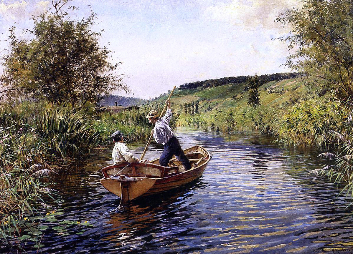 Ferdinand Joseph Guildry Boating on a Summer Afternoon - Hand Painted Oil Painting