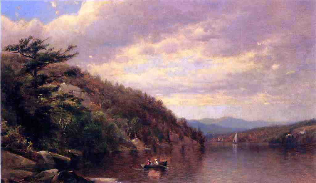 George Henry Smillie Boating on Lake George - Hand Painted Oil Painting