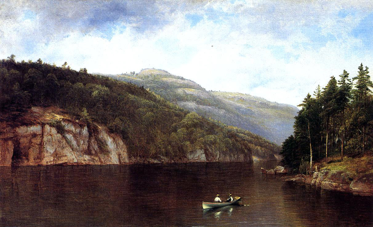 David Johnson Boating on Lake George - Hand Painted Oil Painting
