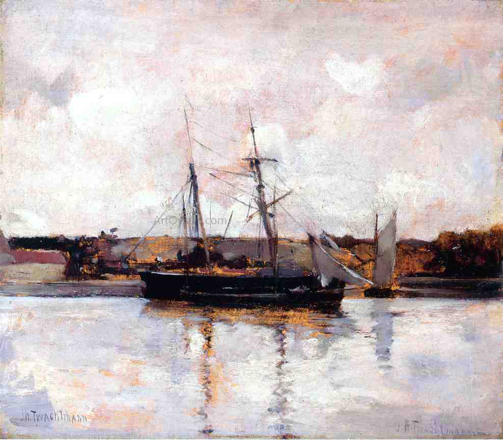 John Twachtman Boats at Dieppe - Hand Painted Oil Painting