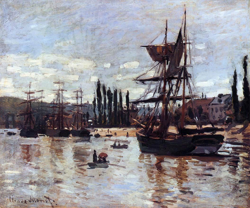 Claude Oscar Monet Boats at Rouen - Hand Painted Oil Painting