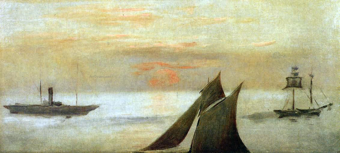 Edouard Manet Boats at Sea, Sunset - Hand Painted Oil Painting