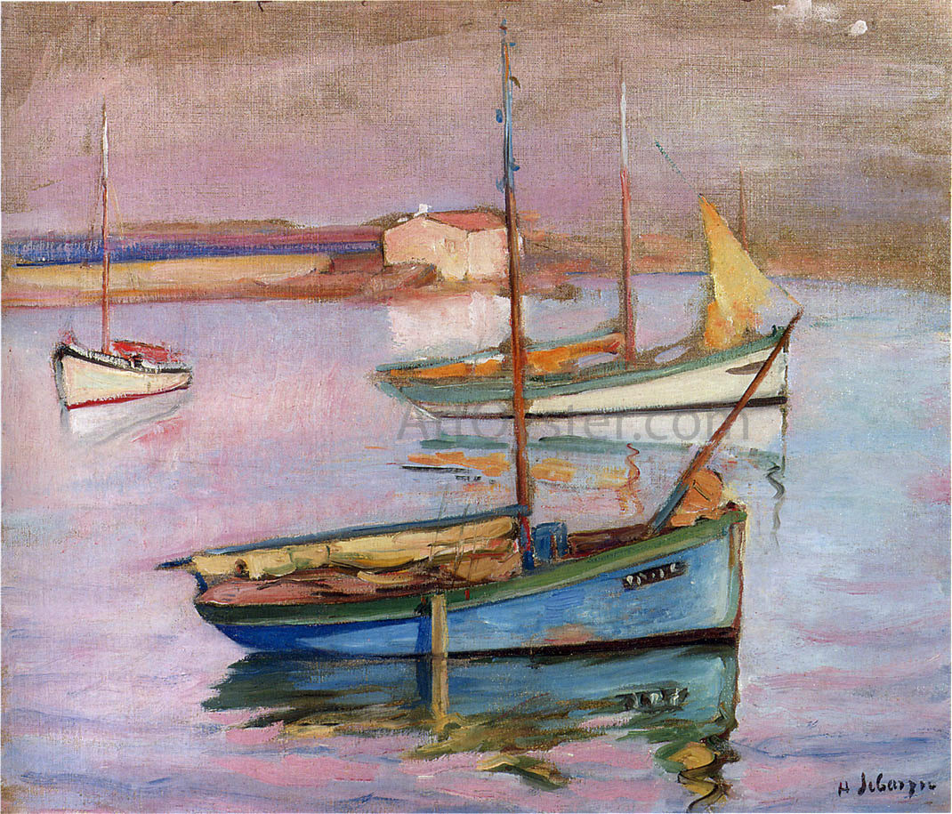 Henri Lebasque A Scene of Boats at the Port Ile de Yeu - Hand Painted Oil Painting