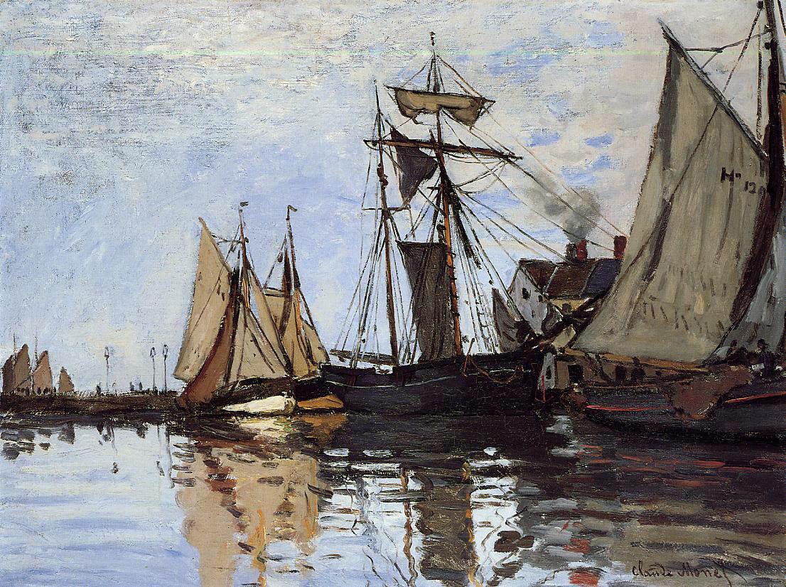 Claude Oscar Monet Boats in the Port of Honfleur - Hand Painted Oil Painting