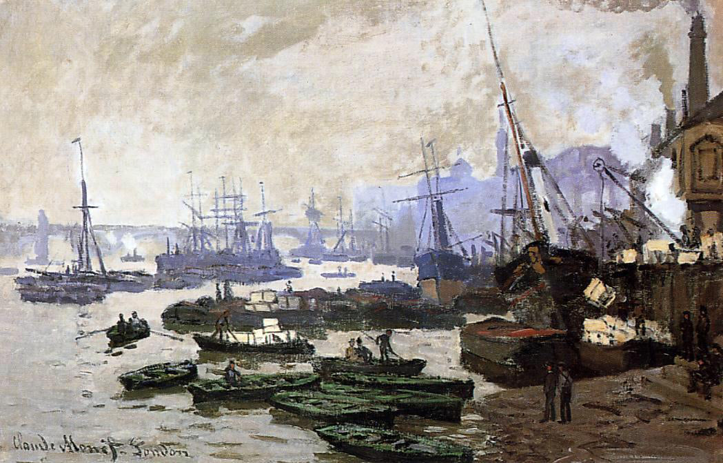 Claude Oscar Monet Boats in the Port of London - Hand Painted Oil Painting