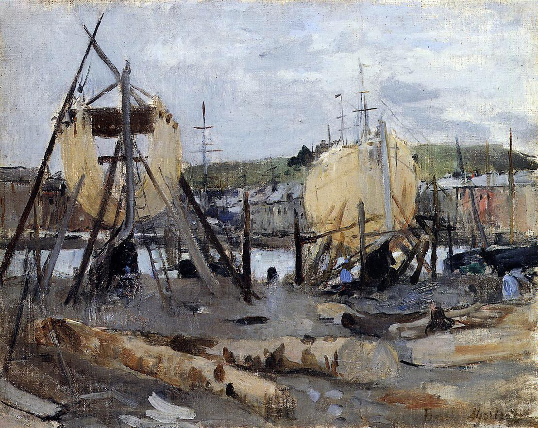 Berthe Morisot Boats under Construction - Hand Painted Oil Painting