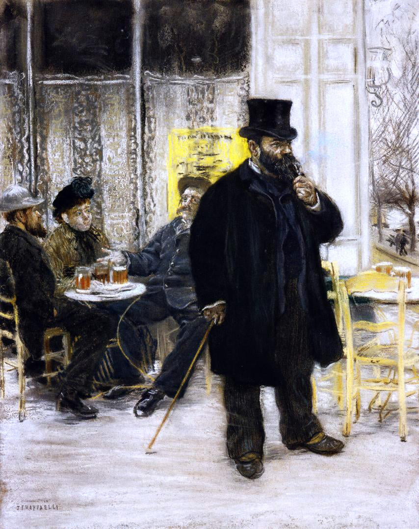 Jean-Francois Raffaelli Bohemians at the Cafe - Hand Painted Oil Painting