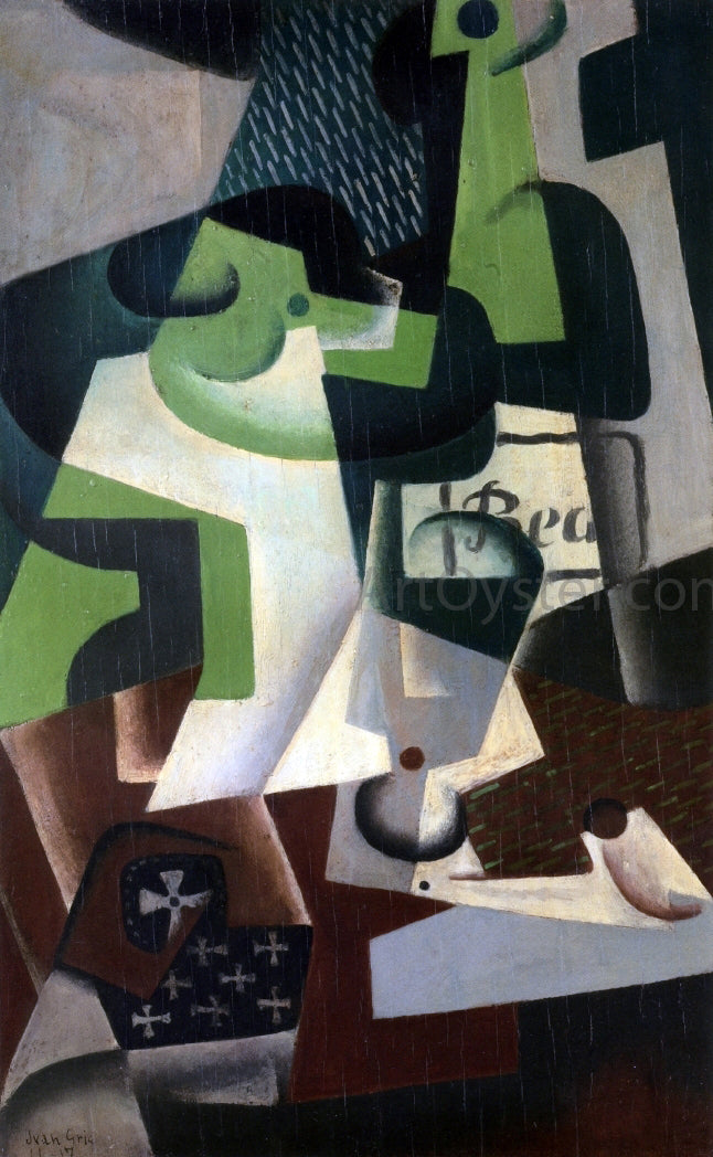 Juan Gris Bottle of Beaune and a Fruit Dish - Hand Painted Oil Painting
