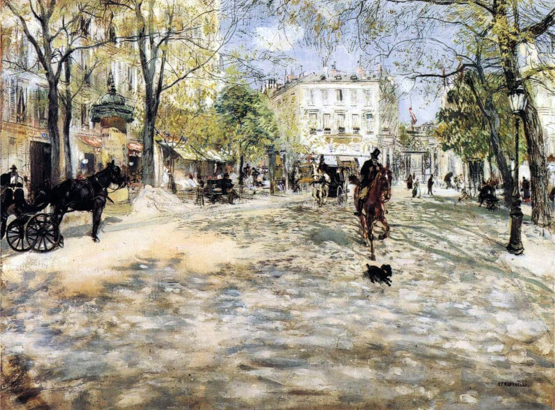  Jean-Francois Raffaelli Boulevard in Paris - Hand Painted Oil Painting