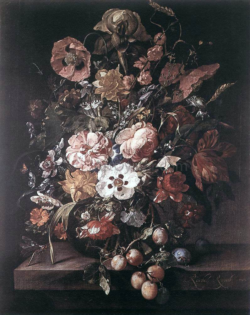  Rachel Ruysch Bouquet in a Glass Vase - Hand Painted Oil Painting