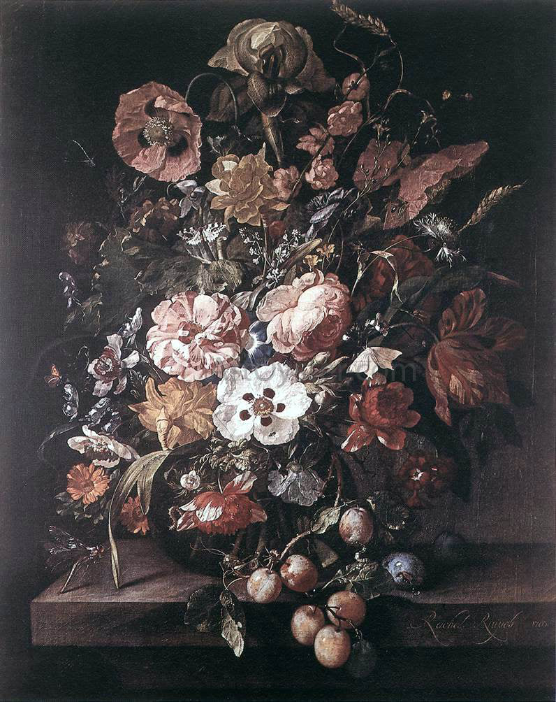 Rachel Ruysch Bouquet in a Glass Vase - Hand Painted Oil Painting