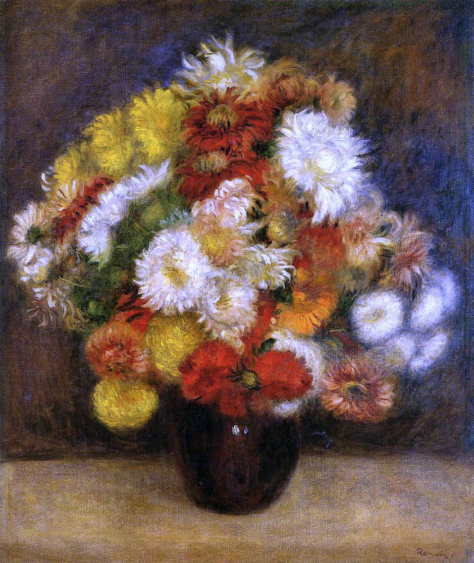 Pierre Auguste Renoir Bouquet of Chrysanthemums - Hand Painted Oil Painting