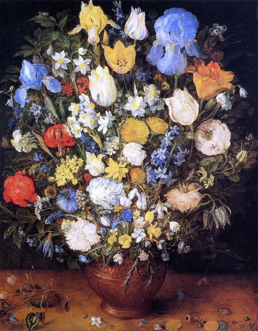  The Elder Jan Bruegel Bouquet of Flowers in a Ceramic Vase - Hand Painted Oil Painting