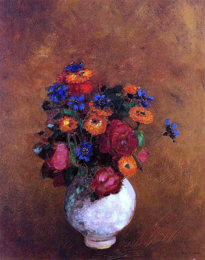  Odilon Redon Bouquet of Flowers in a White Vase - Hand Painted Oil Painting