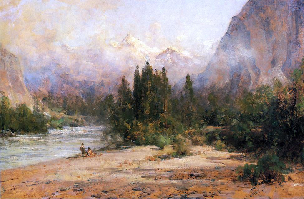Thomas Hill Bow River Gap at Banff, on Canadian Pacific Railroad - Hand Painted Oil Painting