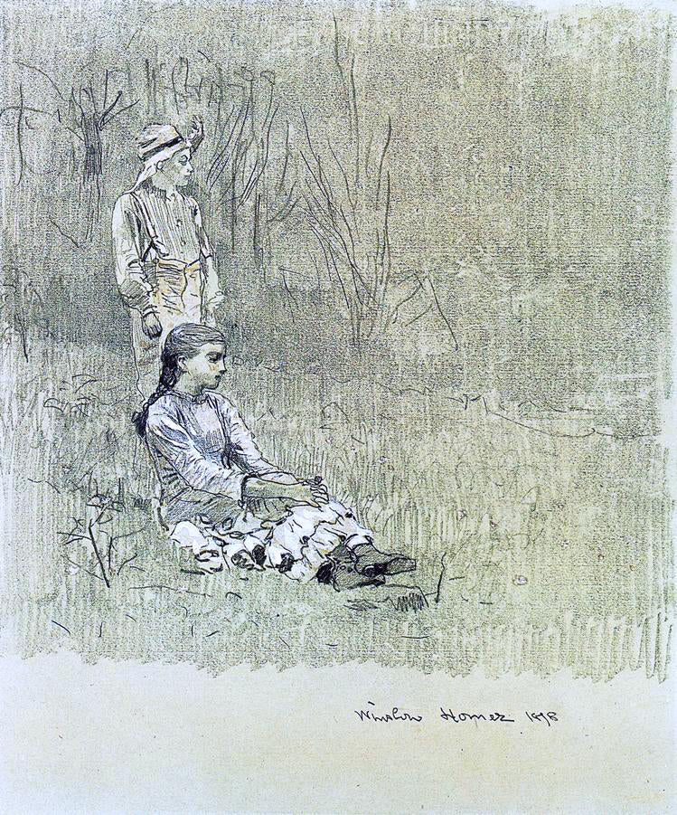Winslow Homer Boy and Girl in a Landscape - Hand Painted Oil Painting