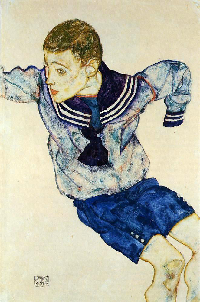Egon Schiele Boy in a Sailor Suit - Hand Painted Oil Painting