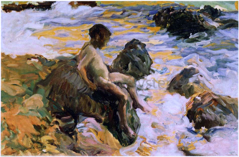 Joaquin Sorolla Y Bastida Boy in Sea Foam - Hand Painted Oil Painting