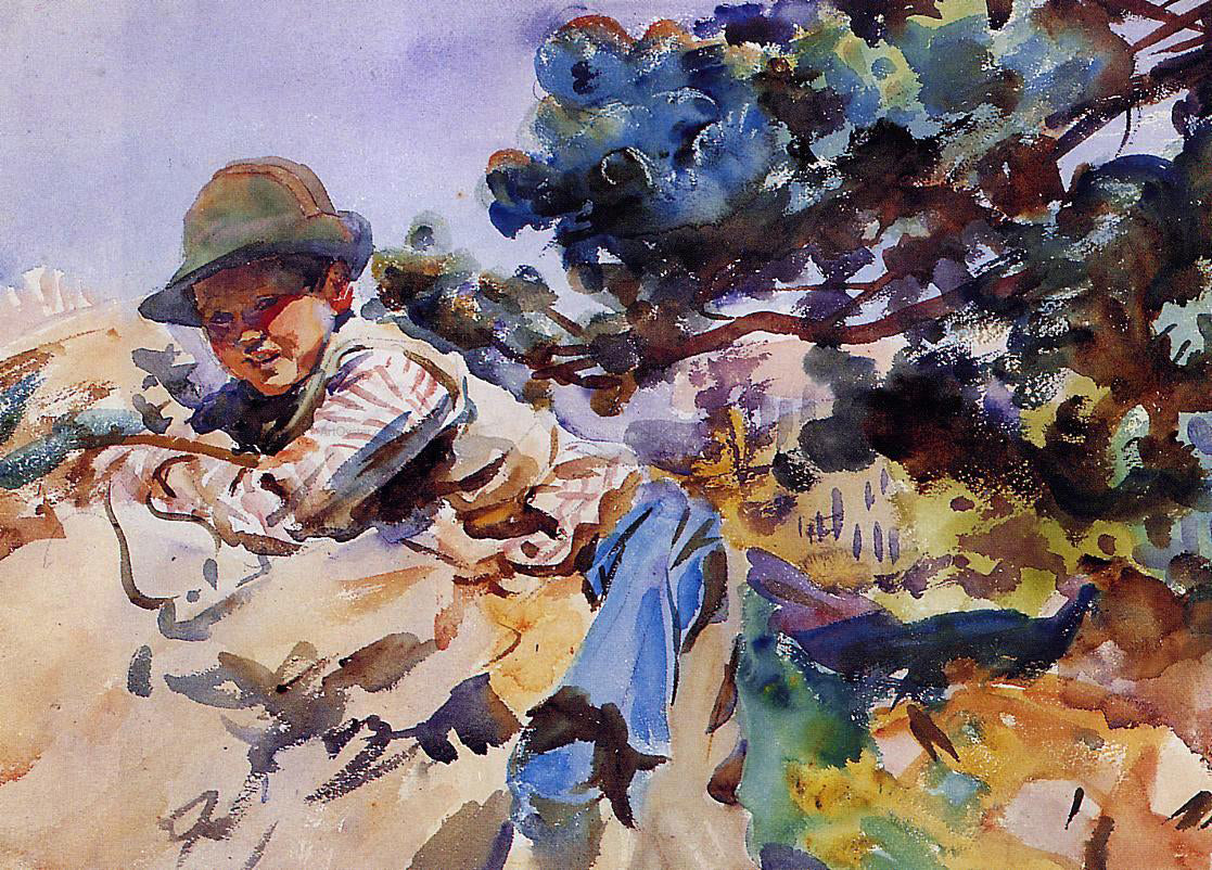 John Singer Sargent Boy on a Rock - Hand Painted Oil Painting