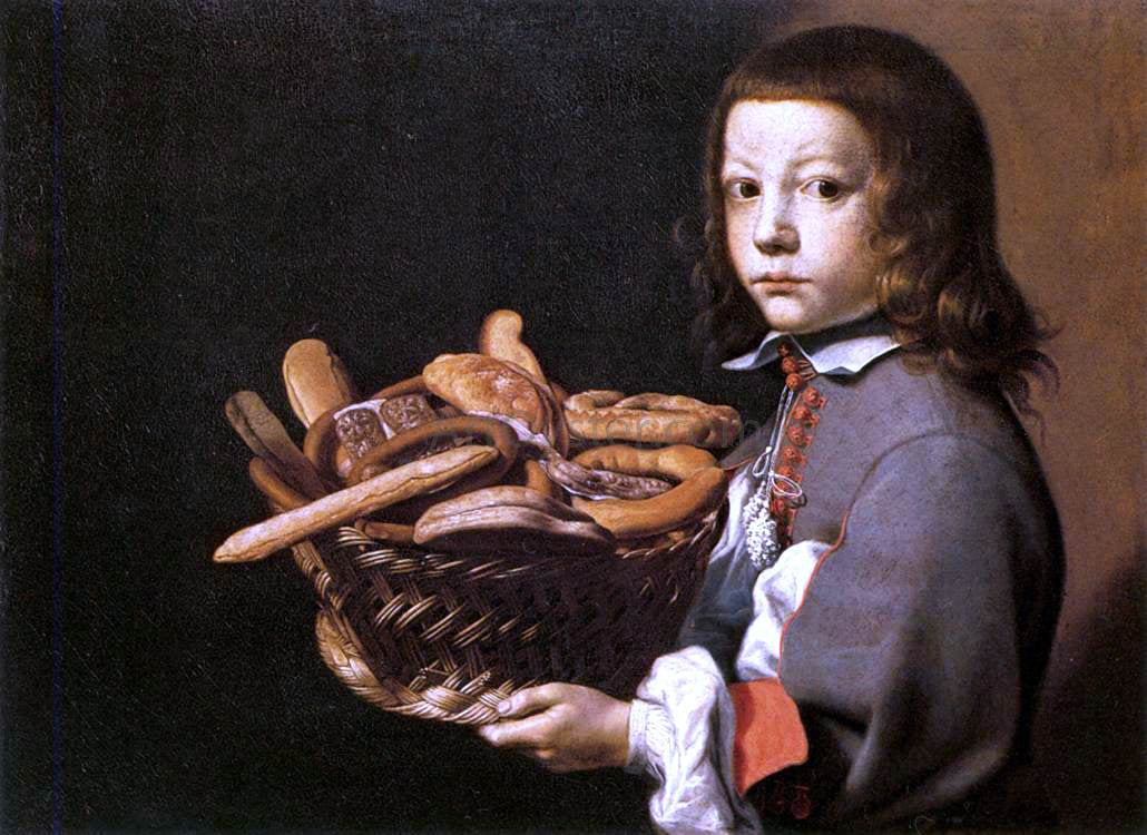 Evaristo Baschenis Boy with a Basket of Bread - Hand Painted Oil Painting