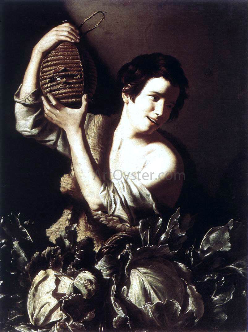 Tommaso Salini Boy with a Flask and Cabbages - Hand Painted Oil Painting