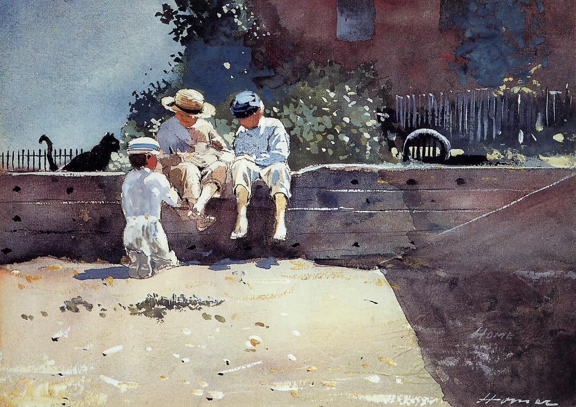 Winslow Homer Boys and Kitten - Hand Painted Oil Painting