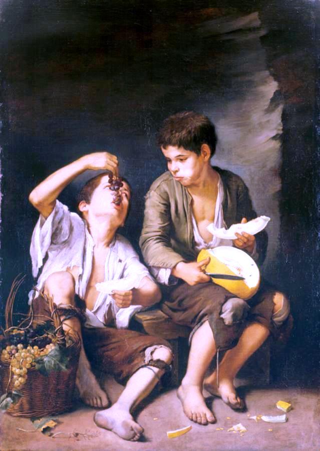 Bartolome Esteban Murillo Boys Eating Grapes and Melon - Hand Painted Oil Painting